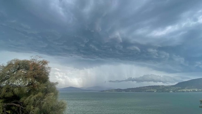 Storm rolls over Midway Point. Picture: Liz Ristrom.