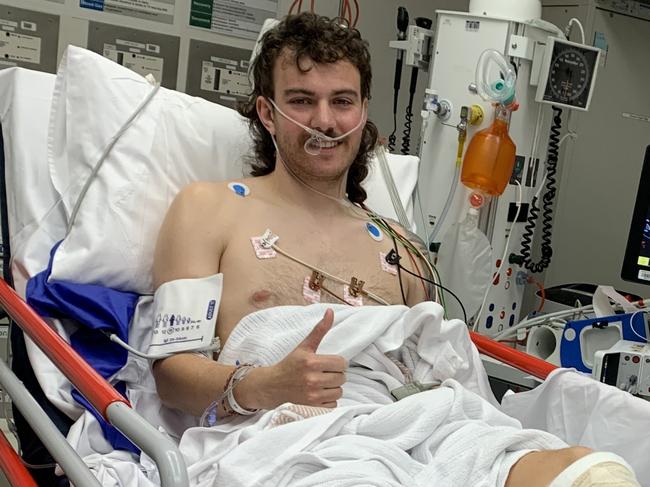 Cormac Fallon-Myers lying in the hospital bed (Photo supplied)