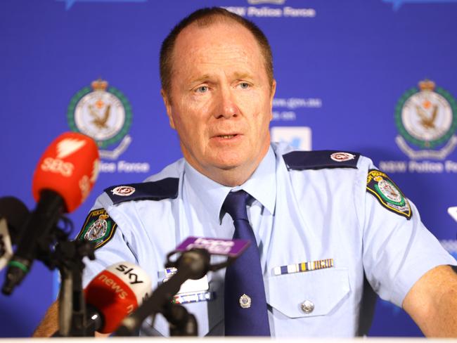 Assistant Commissioner Michael Fitzgerald speaks to media at NSW Police Headquarters. Picture: NCA NewsWire / Damian Shaw