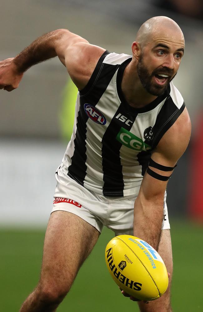 Steele Sidebottom was one of Collingwood’s better players on the night. Picture: Paul Kane/Getty Images