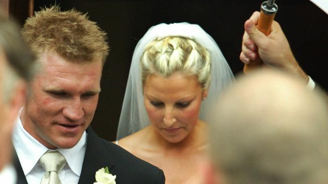 Nathan Buckley and Tania Minnici on their wedding day in December 2002.