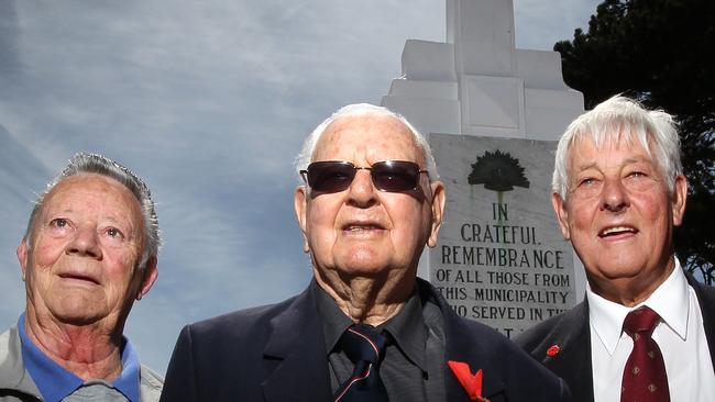 (L-R) Frank Morris, Bruce Myers and Kevin Knight after the Remembrance Day service at Penguin