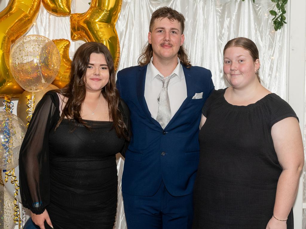 Maddison Farmer, Jack Moloney and Erica Moloney at Calen District College Graduation dinner, Friday 17 November 2023 Picture: Michaela Harlow