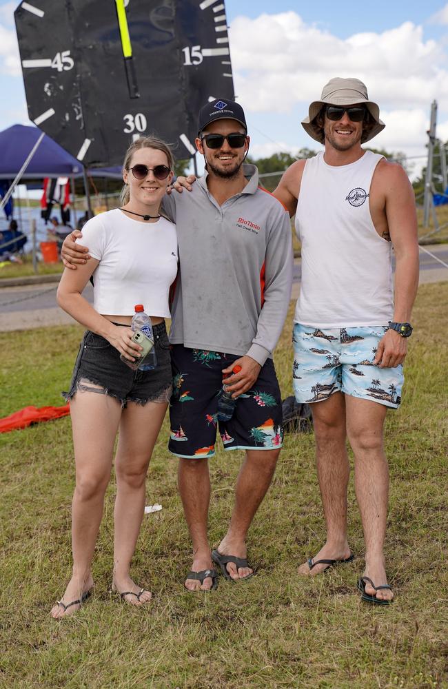 Charmaine Dreger, Darren Hill and Tobby Horman watching the sporting prowess on Kinchant Dam for Race 2 Rescue. Picture: Lillian Watkins