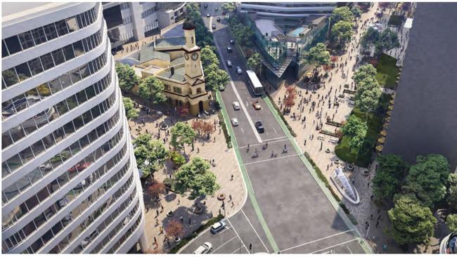 New pedestrian zones would be created on both sides of the Pacific Hwy.