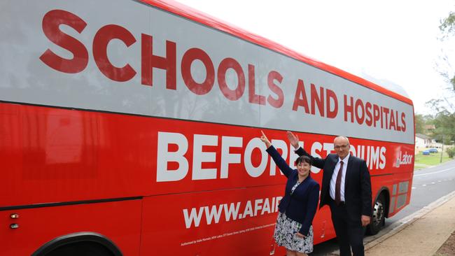 Camden Labor candidate Sally Quinnell with NSW Opposition Leader Luke Foley.