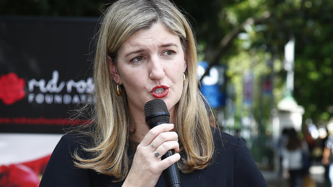 Queensland Attorney-General Shannon Fentiman addresses a rally for domestic violence victims in Brisbane last month. Picture: NCA NewsWire/Tertius Pickard