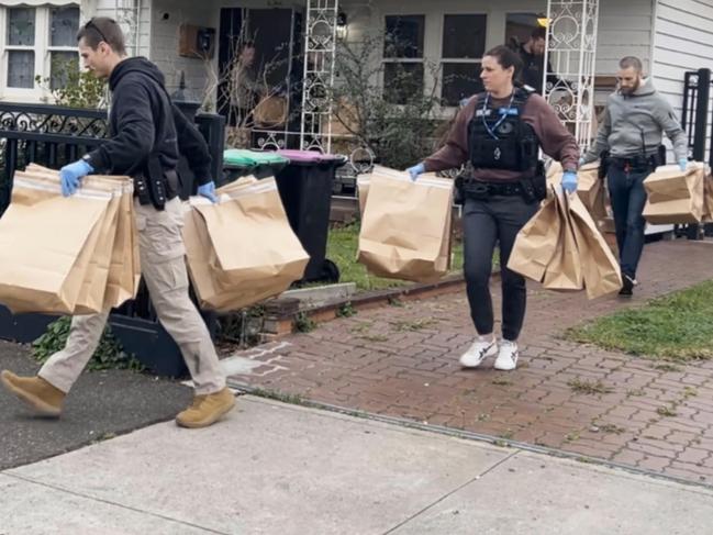 Dozens of bags of evidence were seized from the Brunswick property.