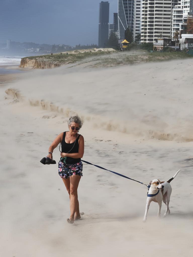 People are being urged to stay off the Gold Coast beaches as huge swell batters the coastline. .Picture Glenn Hampson