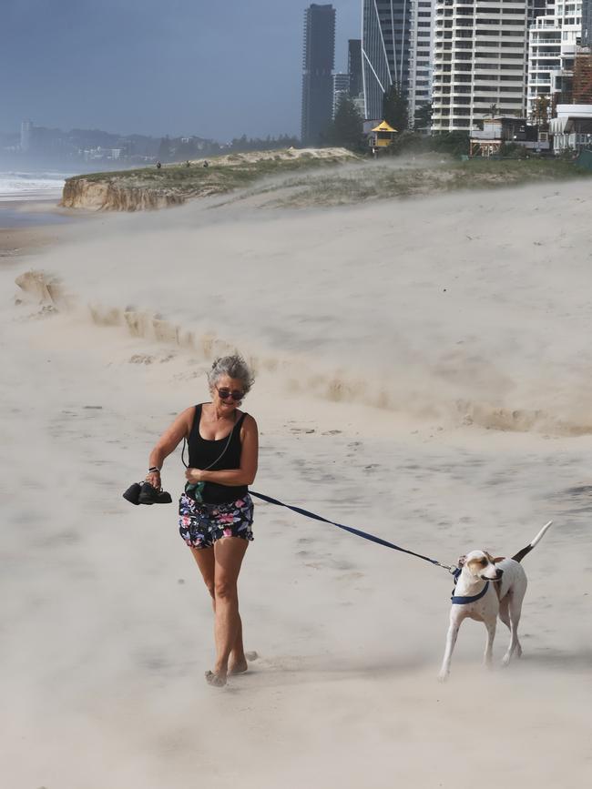 People are being urged to stay off the Gold Coast beaches as huge swell batters the coastline. .Picture Glenn Hampson