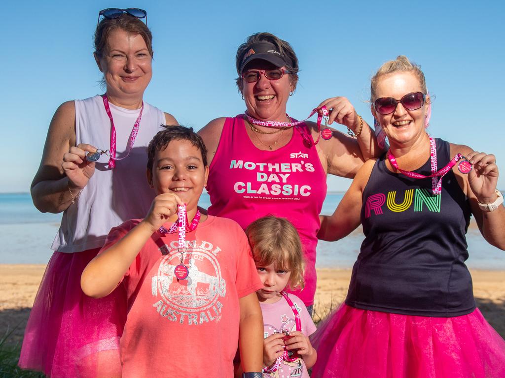 The annual Mother's Day Classic supporting breast cancer research was held along the East Point foreshore in 2021. Bernadette White, Caz Taylor, Sue Read and infront Evan and Joy Taylor. Picture: Che Chorley