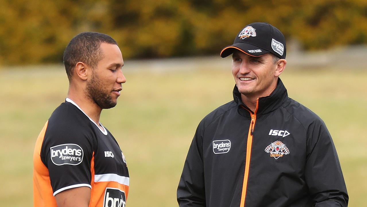 Cleary with Moses Mbye at Wests. Picture: Brett Costello