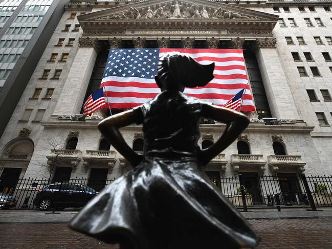 The empty scene outside the New York Stock Exchange near Wall Street. Picture: AFP