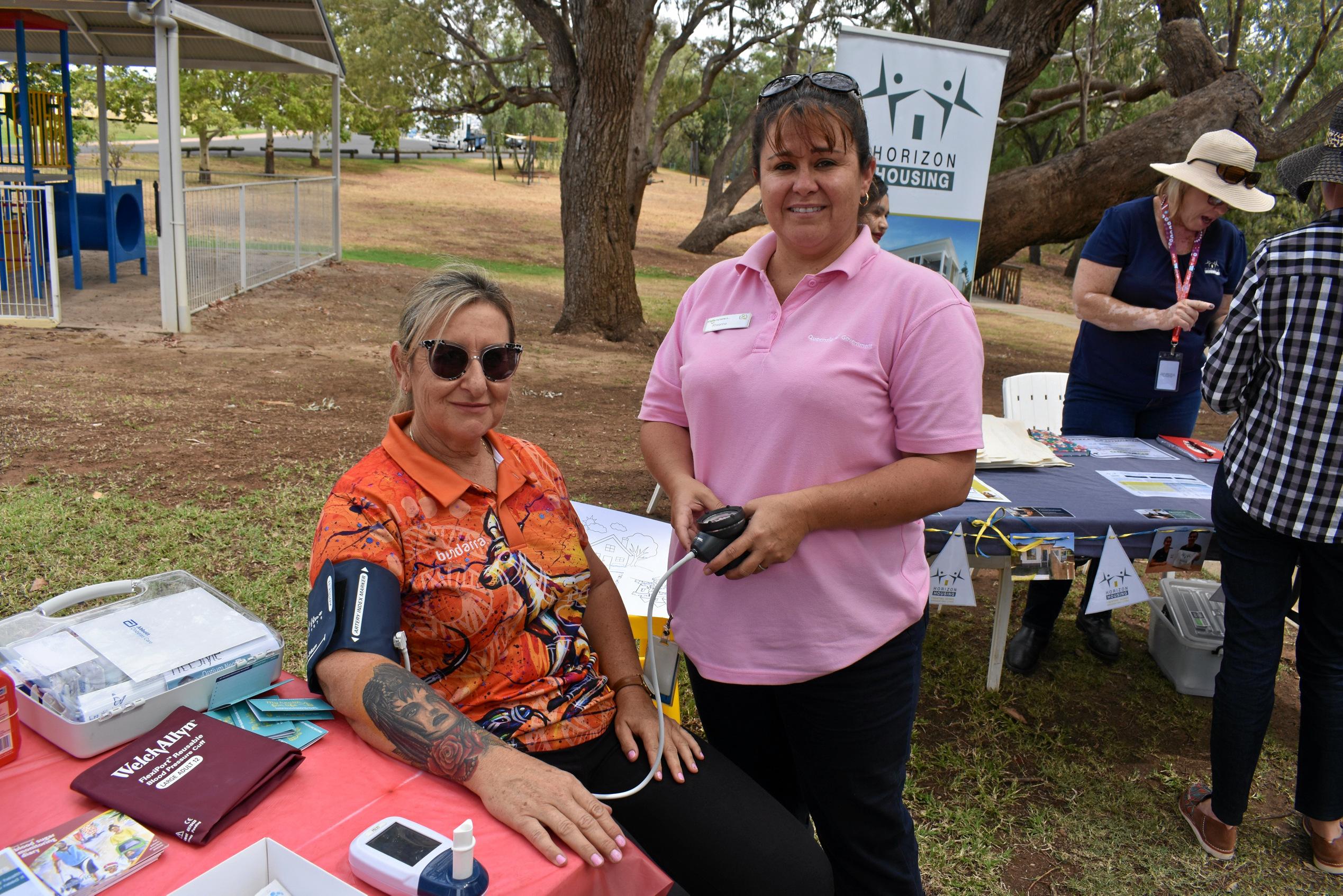 Helen Dingle and Rheanna Bartley, South West Hospital and Health Service Aboriginal and Torres Strait Island Liaison Officer. Picture: Jorja McDonnell