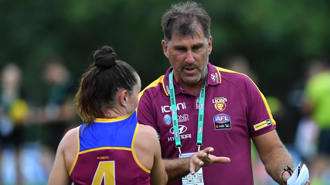 Lions coach Craig Starcevich will miss the first AFLW QClash after being admitted to hospital. (AAP Image/Darren England)