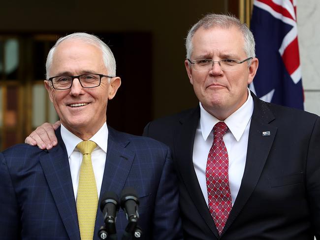 PM Malcolm Turnbull and Treasurer Scott Morrison holding a press conference at Parliament House in Canberra. Picture Kym Smith