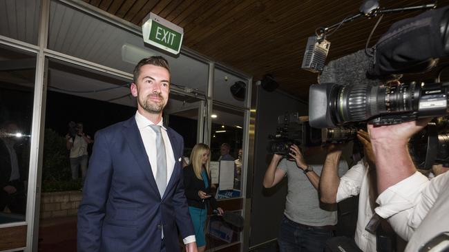 Outgoing Opposition leader Zak Kirkup arrives to concede defeat at his election night function on the final day of Western Australia's state election. NCA NewsWire / Tony McDonough