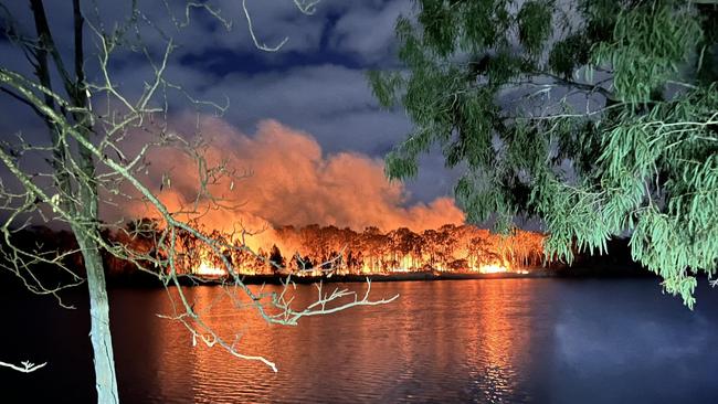 Police say there are no investigations underway into the cause of a fire which torched Harriet Island in the middle of Bundaberg on Saturday night after what many believe was an act of arson. Photo: Fiona Eves/Facebook