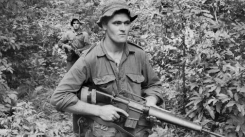 Sapper Eric Thompson of Yuina, NSW, as he moves through jungle south-east of the 1st Australian Task Force (1ATF) base at Nui Dat during Operation Atherton, January 17, 1969. The operation was aimed at clearing a Viet Cong controlled area. Sapper Thompson was one of several engineers attached to 2RAR /NZ (ANZAC). Picture: Australian War Memorial