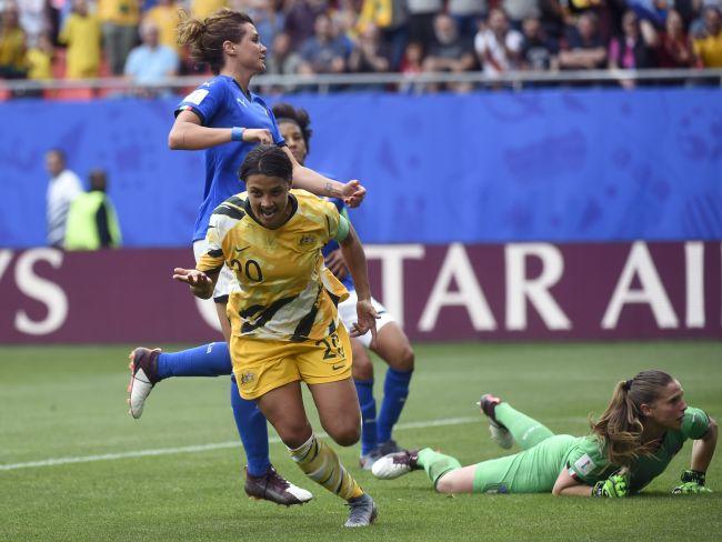 Australia's Sam Kerr showed flashes of brilliance. Picture: AFP