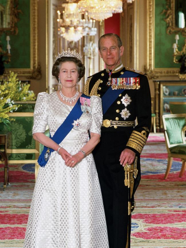 The Queen And Prince Philip In The Green Room In Windsor Castle. Picture: Getty Images.