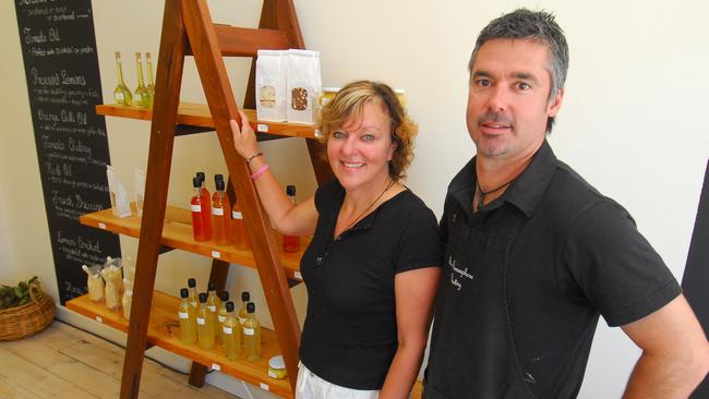 Owners Andrea and David Matthews at Semaphore Pantry in January 2007. Picture: Roger Wyman