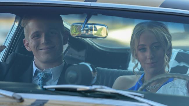 Joshua Lee and Krystal Boyce arrive for the Kadina High formal. Picture: Cath Piltz