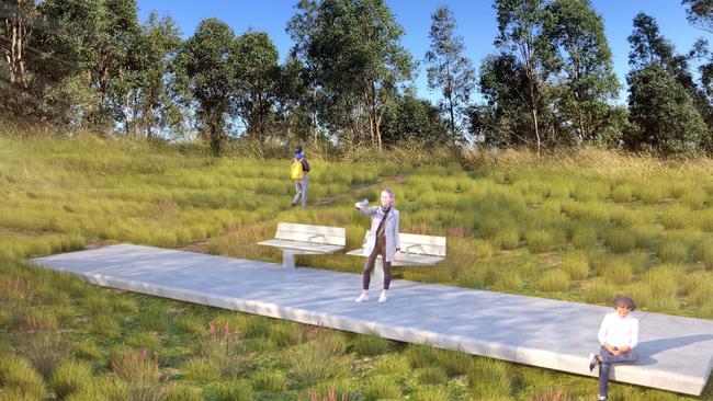 An artist impression of a resting area along the walk.