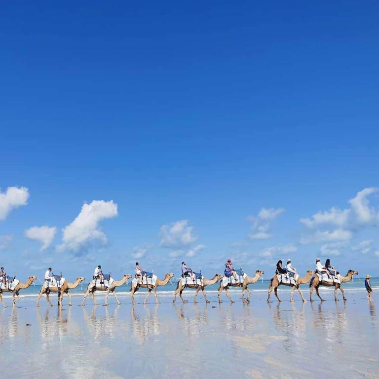 Cable Beach in Broome is known for sunset camel rides. Picture: News.com.au