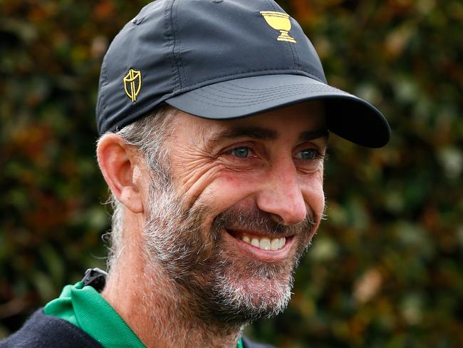 MELBOURNE, AUSTRALIA - DECEMBER 11: Assistant Captain Geoff Ogilvy of Australia and the International team looks on during their team photo ahead of the 2019 Presidents Cup at Royal Melbourne Golf Course on December 11, 2019 in Melbourne, Australia. (Photo by Daniel Pockett/Getty Images)
