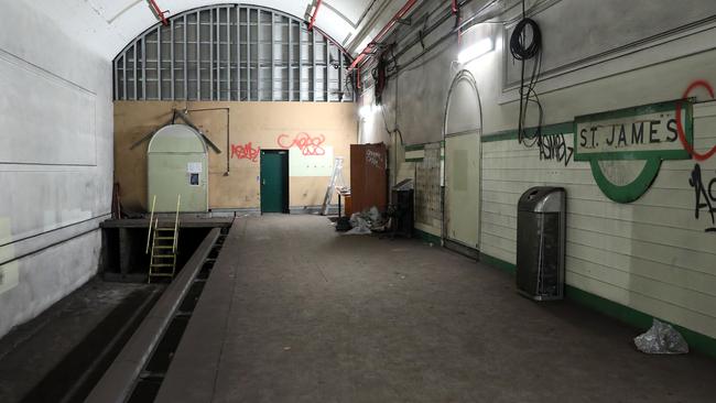 One of several ghost platforms — that have never been in operation — underneath St James station. Picture: Andrew Murray.