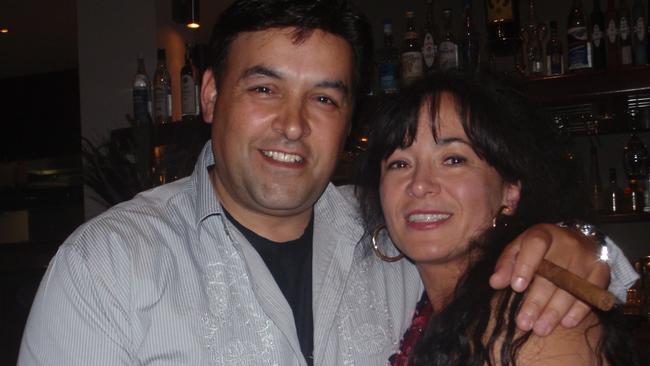 Vicky and her husband Chris Soteriou pictured on the night of the attack.