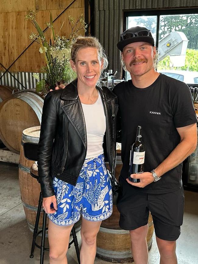 Bottas and Cromwell at the Casa Freschi vineyard in the Adelaide Hills. Picture: Instagram/Casa Freschi