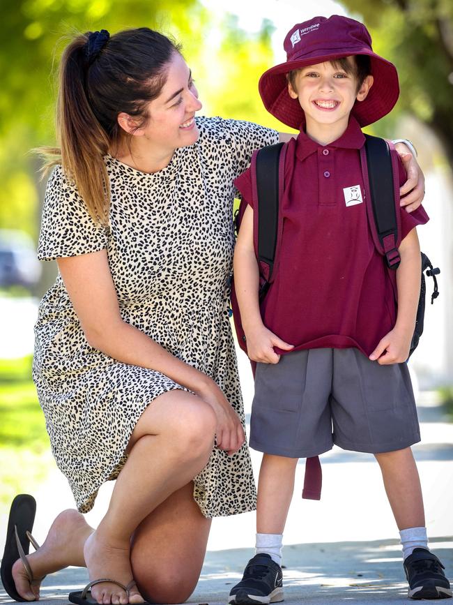 Sarah Testa said she was shocked at how much it cost to kit out her son Logan in his prep uniform. Picture: Ian Currie