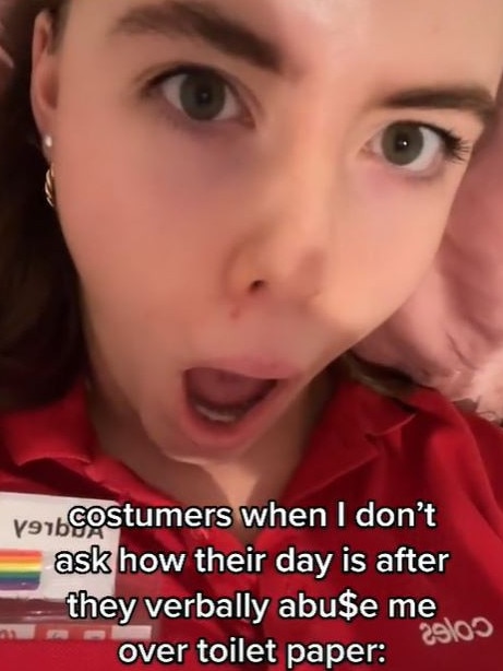 A Coles worker took to TikTok to detail being ‘verbally abused’ by a customer … Picture: TikTok