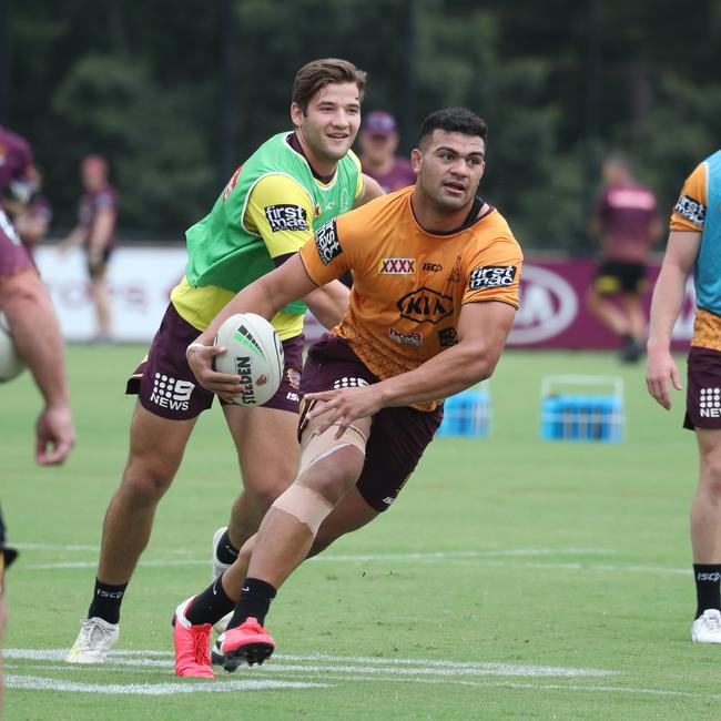 David Fifita at Broncos training at Red Hill. Picture: Annette Dew