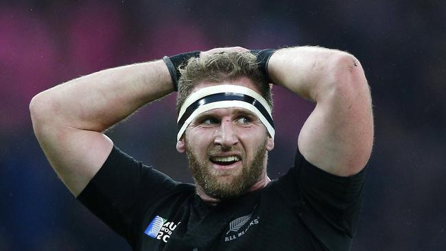 New Zealand’s Kieran Read pauses during the Rugby World Cup semi-final at Twickenham.