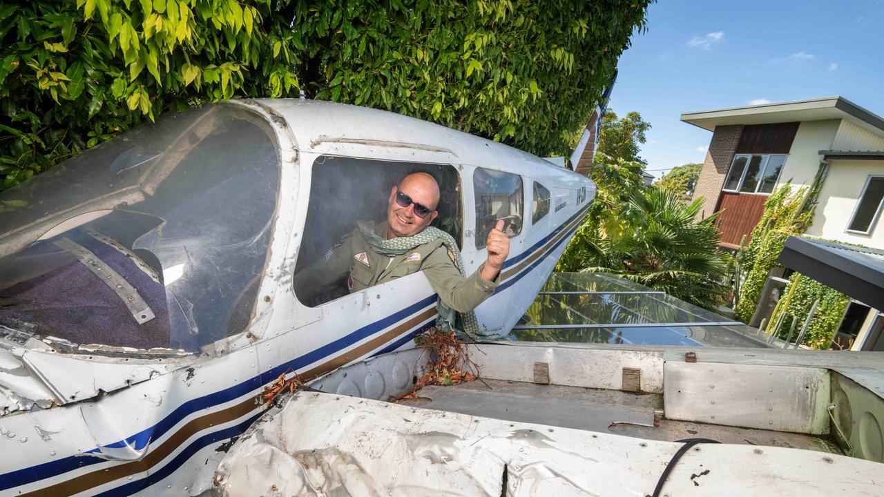 The Ashburton home has a crashed aeroplane on the roof of its backyard studio, and was one of the last wonderfully weird homes to recently sell in Victoria. Picture: Tony Gough