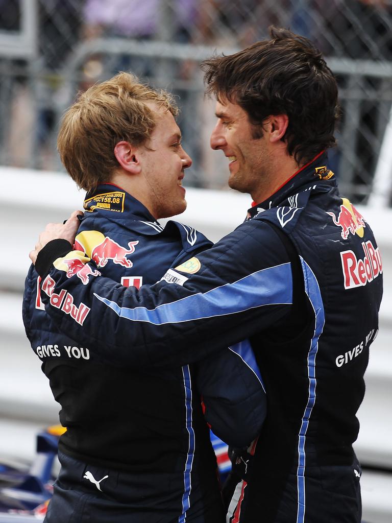 Australia’s Mark Webber and Vettel raced together for several years at Red Bull.