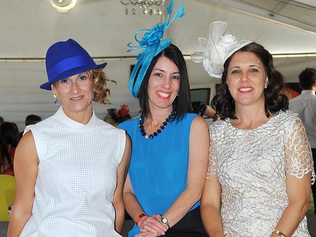 Ladies Day at Cluden Park. Carmel Dickinson, Lisa Arnell and Marina Buchanan. Picture: Shae Beplate