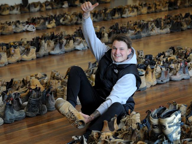 Parker Burns was hopeful of finding his missing boots. Picture: Andrew Henshaw