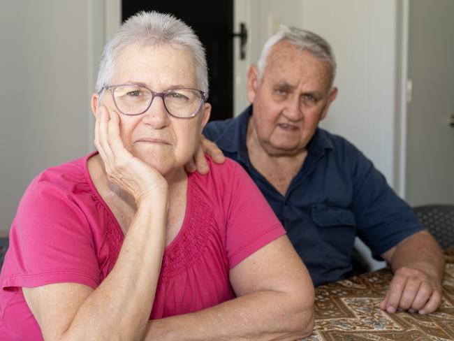 Colleen and Ken Graham who were preyed on while shopping at Mount Pleasant. Thief stole Colleens bag with $900 cash. Tuesday December 13 2022. Picture: Michaela Harlow