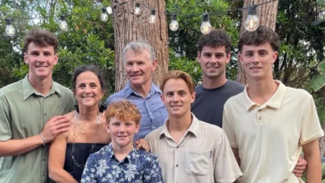 Andrew Lickley with Alicia and their five sons, Jordan, Quinn, Vaughan, Huon and Sandon.