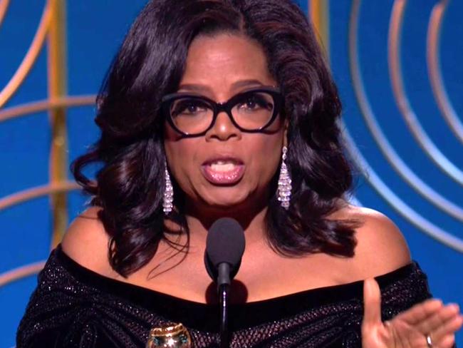 Oprah Winfrey accepts the Cecil B. DeMille award.