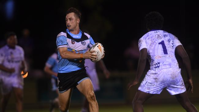 Sharks' Mitch Burke plays against Darwin Brothers in the Humpty Dumpty Foundation round of 2022 NRLNT season. Picture: (A)manda Parkinson