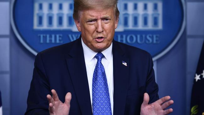 Donald Trump responded to Mr Biden at today’s White House briefing. Picture: Brendan Smialowski/AFP