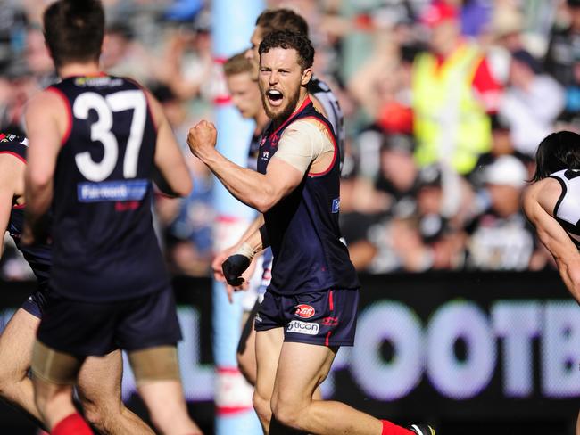 Callum Bartlett celebrates during the 2014 grand final. Picture: Mark Brake