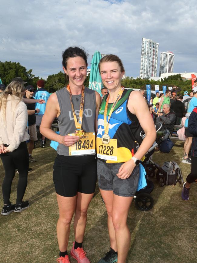 Gold Coast Marathon 2023 Lauren Theodore & Hannah Knagge. 1 July 2023 Southport Picture by Richard Gosling