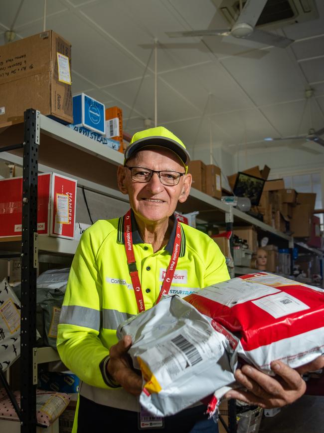 Laidley Post Office contractor Harold Schulz, sorts through some mail. PHOTO: ALI KUCHEL