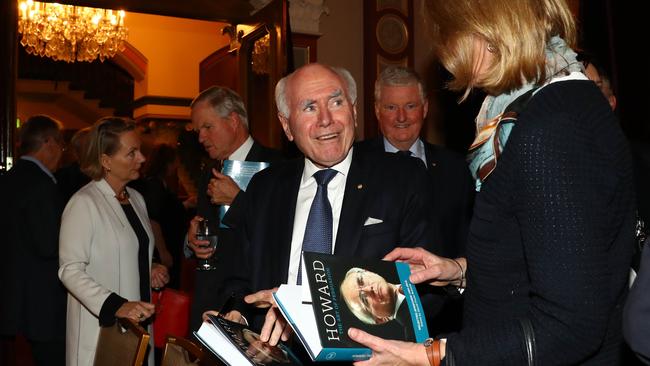 Former prime minister John Howard at the launch of <i>Howard: the Art of Persuasion</i> in Melbourne last night. Picture: Aaron Francis